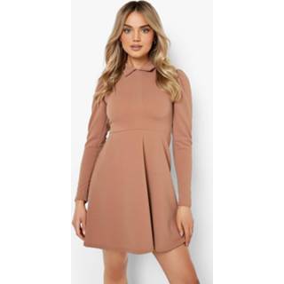 👉 Skater Jurk Met Lange Mouwen En Kraag, Camel