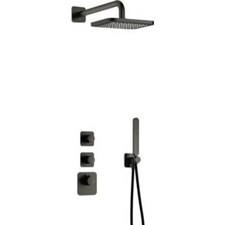 👉 Stop kraan PVD Gunmetal geborsteld Hotbath Gal Complete thermostatische High Flow douche InBouwSet met 2 stopkranen IBS40BGP 8720512338034