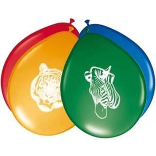 👉 Thema ballon kinderen 8x Stuks Safari/jungle Dieren Kinderfeestje Ballonnen 27 Cm - 8719538797376