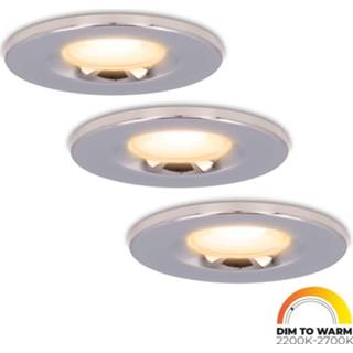 👉 Inbouwspot chroom aluminium a+ CE extra warm wit Set van 3 stuks dimbare LED Venezia 6 Watt 2200-2700K IP65 - Dim to 8720365438530