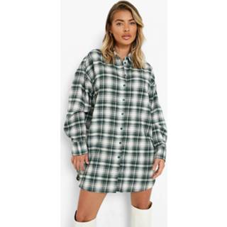 👉 Oversized Geruite Blouse Jurk, Green