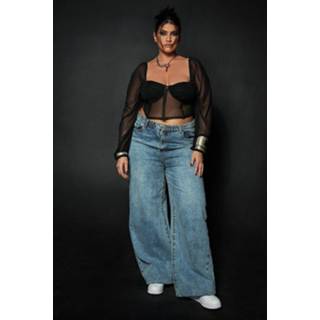 👉 La'Tecia Plus Korset Met Lange Mesh Mouwen, Black