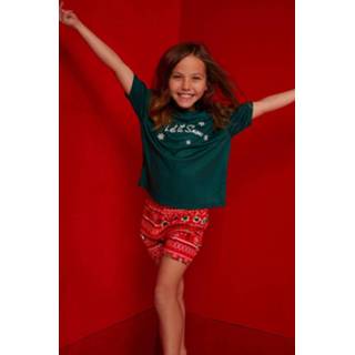 👉 Mini Me Let It Snow Pyjama Set Met Shorts, Green