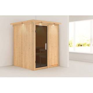 Karibu | Sauna Minja met Dakkraag Antracietglas 4010090857770