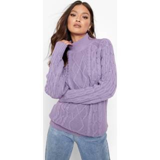 👉 Gerecyclede Grof Gebreide Trui Met Ballonmouwen, Lilac