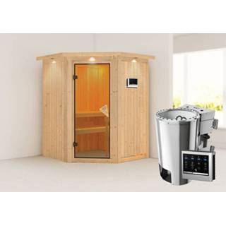 👉 Karibu | Sauna Minja Bronzeglas Biokachel 3,6 kW Externe Bediening 4010090597843