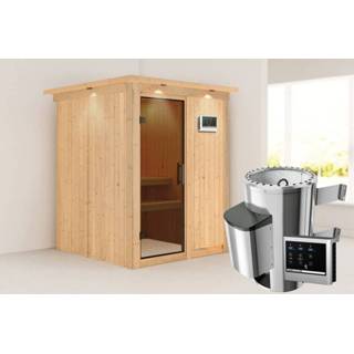 👉 Kachel Karibu | Sauna Minja met Dakkraag Antracietglas 3,6 kW Externe Bediening 4010090857794