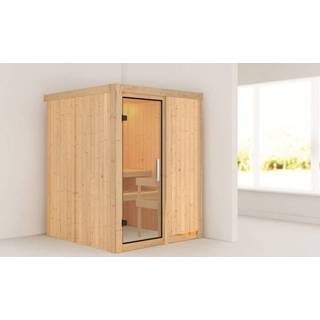 Karibu | Sauna Minja met Dakkraag Helderglas 4010090857855