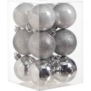 Kerstbal zilveren kunststof glans plastic zilver 12x Kerstballen 6 Cm - Mat/glans Onbreekbare Kerstboomversiering 5411159701499