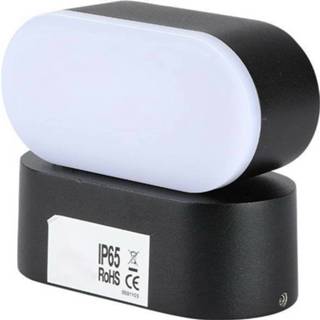 👉 Buitenlamp wit zwart aluminium Led Tuinverlichting - Viron Trabon Wand 6w Warm 3000k Ovaal Mat 6013922492499