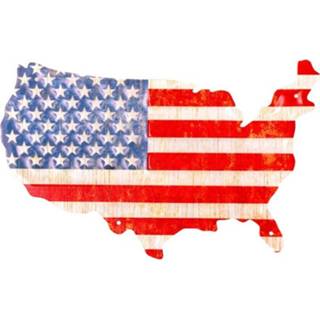 👉 Amerikaanse vlag metalen rood plaat in vorm USA met - 40x25cm 6013950870887