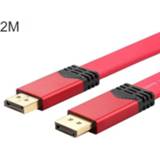 👉 DisplayPort rood aluminium active mannen 4K 60Hz 1.2 mannelijk naar omhulsel platte adapterkabel, kabellengte: 2m (rood)