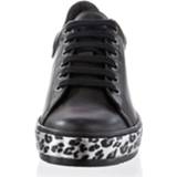 👉 Sneakers leer Made in Spain effen vrouwen zilverkleur zwart Sneaker Alba Moda Zwart/Zilverkleur 4055705862787