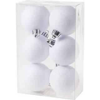 👉 Kerstbal wit kunststof 12x Kerstballen Glitter 6 Cm Kerstboom Versiering/decoratie - 8720276611848