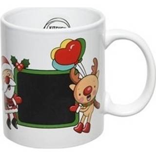 Beker Kerst Beker/mok 300 Ml Rendier/kerstman/ballon - Kerstservies Kerstontbijt/kerstdiner Tafeldecoratie 8719538935754