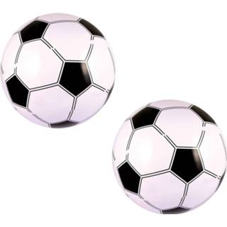 👉 Strandbal 2x Stuks Opblaasbare Strandballen/voetballen 41 Cm - Strandballen 8720276284387