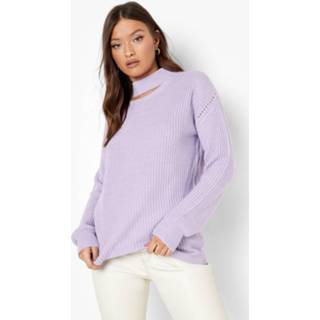 👉 Trui Met Uitsnijding En Hoge Hals, Lilac