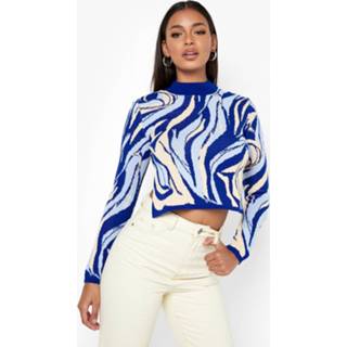 👉 Marmerprint Trui Met Rug Strik, Cobalt