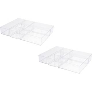 👉 Opbergbox 2x Stuks Make-up Opbergboxen/sorteerdoos Met 6 Vakjes 30 X 22 Cm - 8720276279710