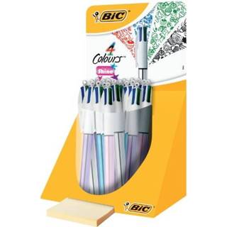 👉 Balpen paars roze blauw active Bic 4kleuren Shine zilver/paars/roze/blauw display à 20 stuks 3086123310391