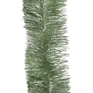 👉 Kerstboom groen 1x Kerst Lametta Guirlandes Salie 270 Cm Versiering/decoratie - Kerstslingers 8720147742787