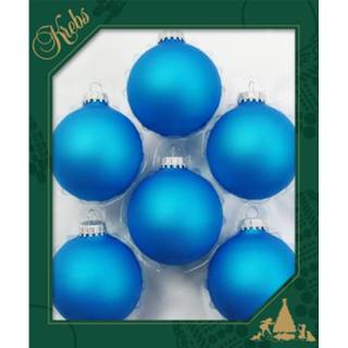 👉 Kerstbal blauwe glas 6x Matte Intens Kerstballen Van 7 Cm - 8720147933185