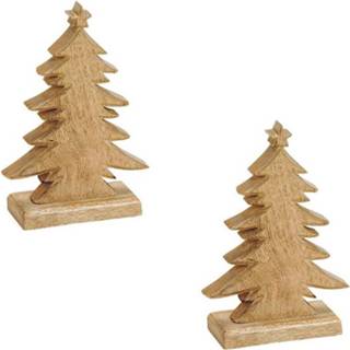 👉 Kerstboom houten 2x Kerstdecoratie Kerstbomen / Kerstboompjes 20 Cm - Kunstkerstboom 8720276290685