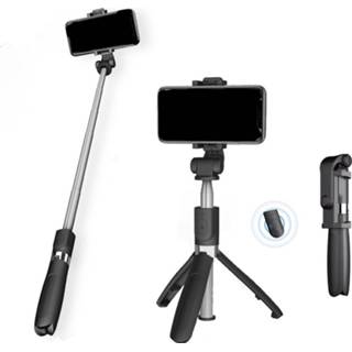 Selfiestick zwart Selfie Stick Tripod - Bluetooth Afstandsbediening 3 In 1 8720256300717
