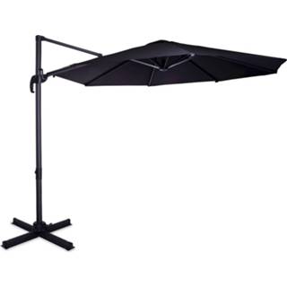 👉 Parasol antraciet zwart Vonroc Bardolino Ø300cm - Zweefparasol Draai & Kantelbaar Upf 50+ Doek Antraciet/zwart 8717479091874