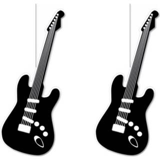 👉 2x Stuks Hangdecoratie Muziek Thema Gitaar 42 X 16 Cm - Hangdecoratie
