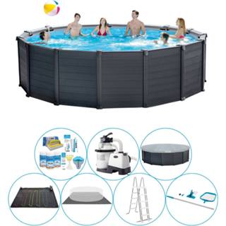 👉 Zwembad graphite grijs Intex Gray Rond 478x124 Cm - Pakket 8720574947328