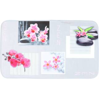 👉 4goodz Zen Microvezel Badmat Met Orchidee Print 45x75 Cm Roze