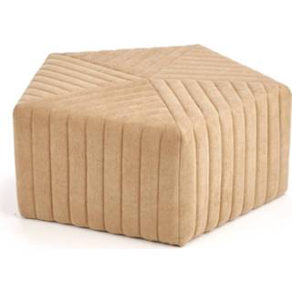👉 Poef zandkleur beige stoffen textiel Gebor - Lage Hocker Kruk Hexagon Geometrisch 8720359708939