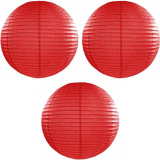 👉 3x Stuks Luxe Bol Vorm Lampion Rood 50 Cm - Feestlampionnen