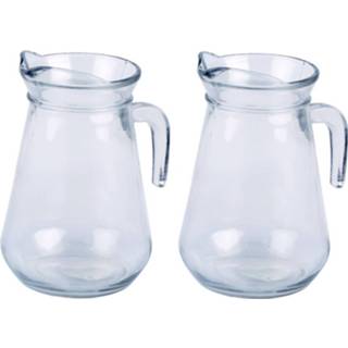 👉 Schenkkan 2x Stuks Glazen Schenkkan/karaf 1,3 Liter - Schenkkannen 8720576303757