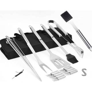 👉 Opbergtas RVS Bbq Set - Gereedschap 23 Onderdelen Met 8720254539836