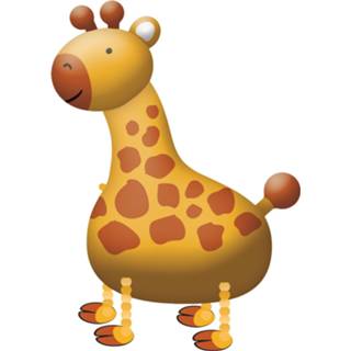 👉 Folieballon geel bruin Amscan Walking Giraffe Junior 109 X 89 Cm Geel/bruin 194099036269