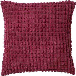 👉 Dutch Decor Rome - Sierkussen Uni Red Plum 45x45 Cm - Rood
