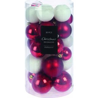 👉 Kerstbal rood wit - Set 30 Stuks Met 8719987965050