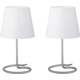 👉 Moderne tafel lamp mat nikkel Twin - set tafellampen