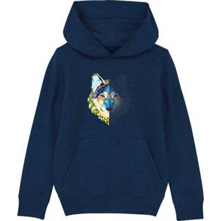 👉 Kultgut - Kid's Wolf - Hoodie maat 152/164, blauw