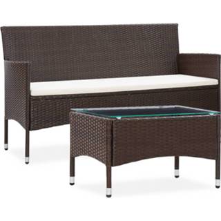 👉 Bruin Vidaxl 2-delige Loungeset Met Kussen Poly Rattan 8720286210369