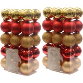 👉 Kerstbal rood goud 60x stuks kerstballen set goud/rood