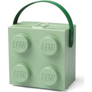 👉 Lunchbox Set Van 2 - Brick 4 Met Handvat, Zandgroen Lego 6013733577590