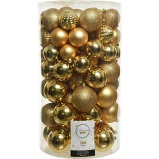 👉 Kerstbal kunststof goud 100x Kerstballen Mix 4-5-6-7-8 Cm Kerstboom Versiering/decoratie - 8720147778946