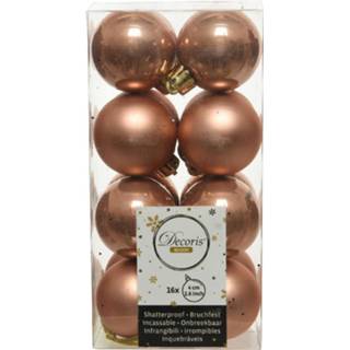 👉 Kerstbal bruin kunststof 16x Kerstballen Glanzend/mat Zacht Terra 4 Cm Kerstboom Versiering/decoratie - 8720147742695