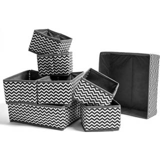 👉 Organizer zwart grijs stof Kast Organizers - Zwart/grijs Set 8 Stuks 8720256300021