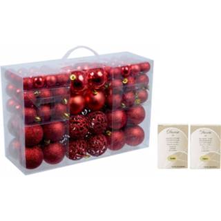 👉 Kerstbal rode kunststof Pakket met 100x kerstballen inclusief kerstbalhaakjes