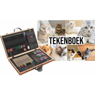 👉 Schetsboek Complete Teken/schilder Doos 88-delig Met Een A4 Katten - Potlodendozen 8720276778961