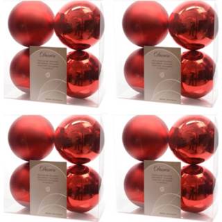 👉 Kerstbal rood kunststof 16x Kerstballen Glanzend/mat Kerst 10 Cm Kerstboom Versiering/decoratie - 8720147527513